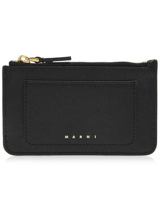 Saffiano Zipper Card Wallet Black - MARNI - BALAAN 1