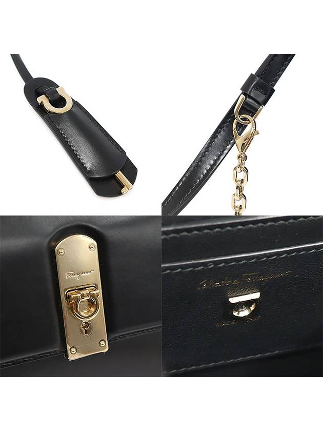 21 H647 Black Calfskin Gancini Boxies Small Top Handle 2WAY - SALVATORE FERRAGAMO - BALAAN 7