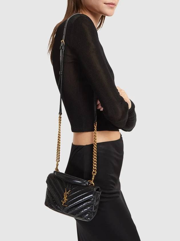 Applique Logo Quilted Calf Leather Tote Bag Black - SAINT LAURENT - BALAAN 7