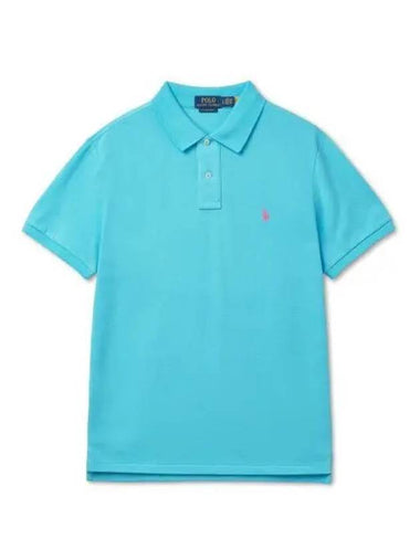 Custom Slim Fit Mesh Polo Shirt Turquoise Nova - POLO RALPH LAUREN - BALAAN 1