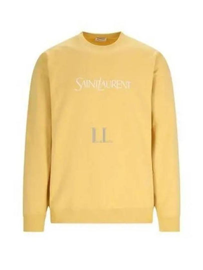 Embroidered Logo Organic Cotton Sweatshirt Yellow - SAINT LAURENT - BALAAN 2