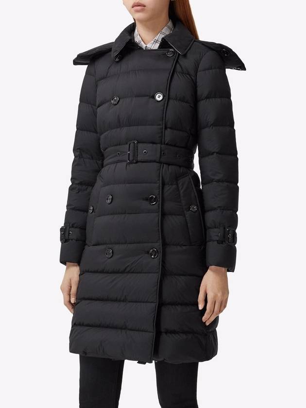 Women's Double Breasted Hooded Padded Black - BURBERRY - BALAAN 3