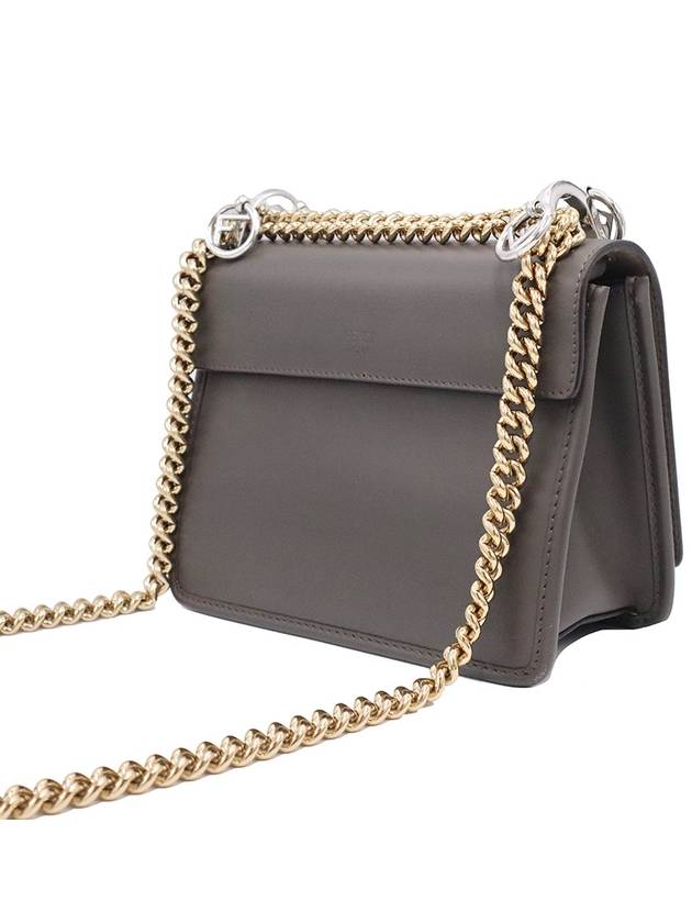 Women s Fendi 8BT286 Dark Gray Calfskin KAN I Khan Ai F Gold Chain Small Shoulder Bag gt Gangbuk used luxury goods - FENDI - BALAAN 6