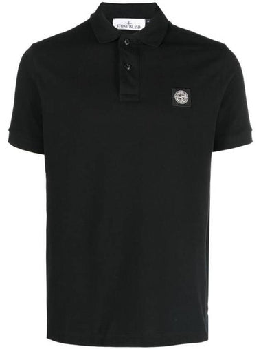 Men's Logo Patch Polo Shirt Black - STONE ISLAND - BALAAN 1