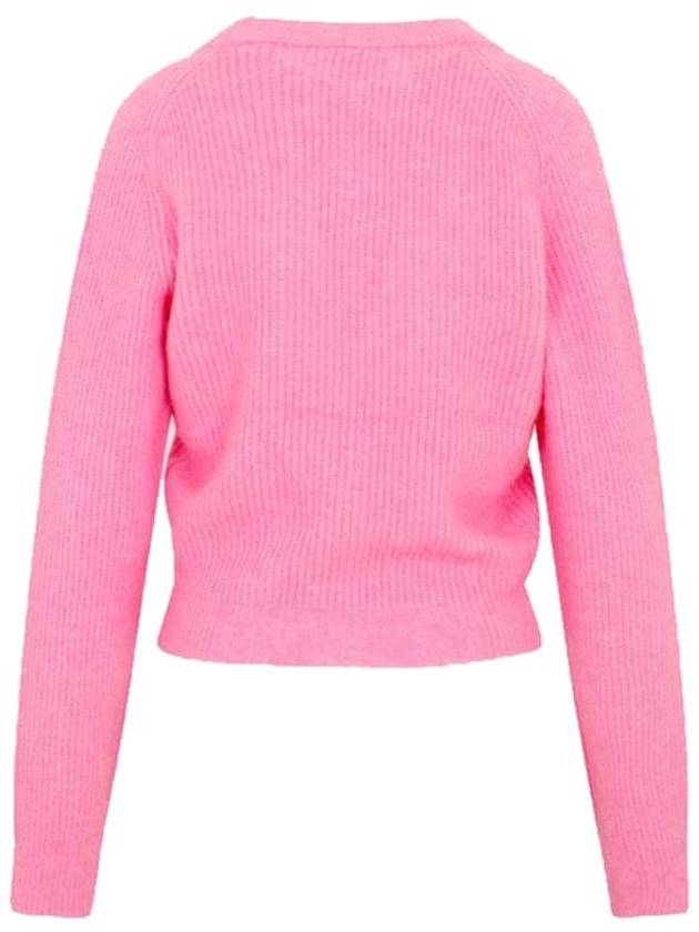 V-Neck Button Alpaca Wool Cardigan Pink - GANNI - BALAAN 3