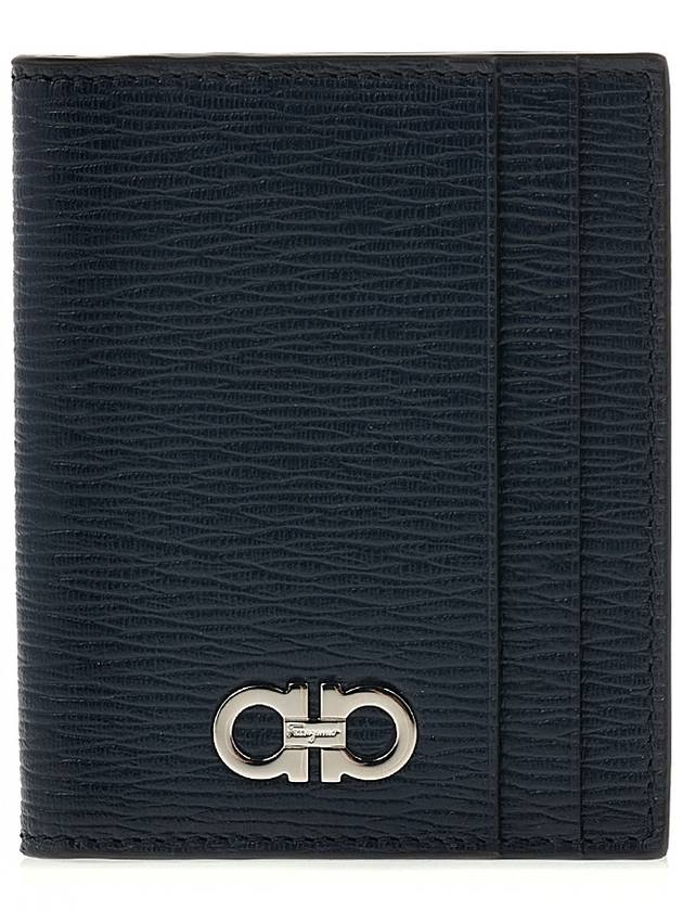 Men's Gancini Card Wallet 66 0371 DEEP OCEAN 0744864 - SALVATORE FERRAGAMO - BALAAN 1