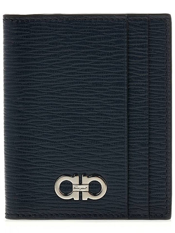 Men's Gancini Card Wallet 66 0371 DEEP OCEAN 0744864 - SALVATORE FERRAGAMO - BALAAN 1