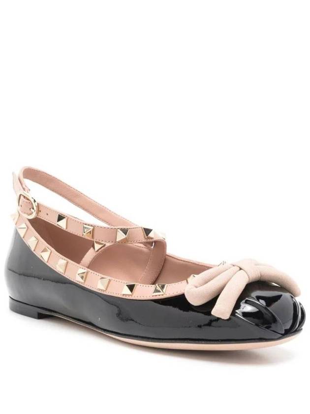 Rockstud Patent Leather Ballerina Black - VALENTINO - BALAAN 3