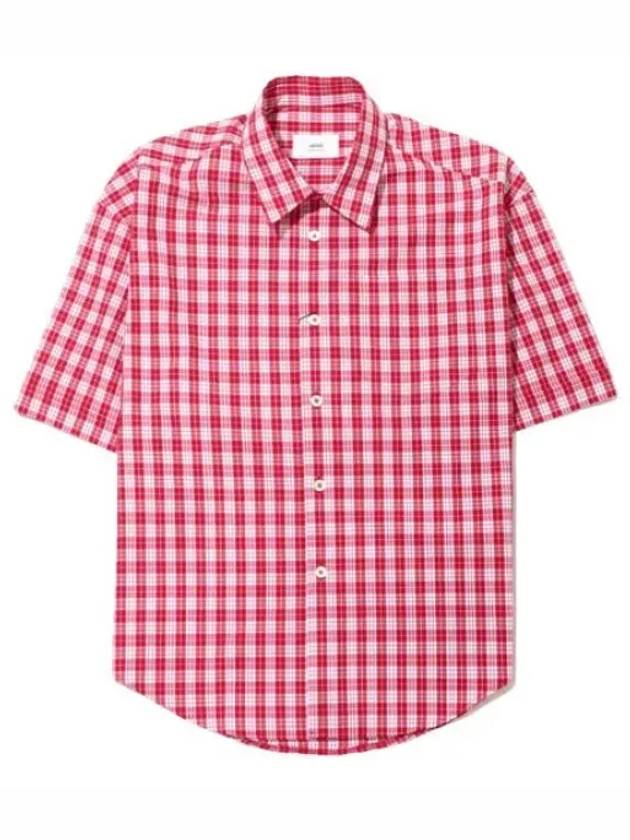 Gingham Check Short Sleeve Shirt Women s - AMI - BALAAN 1