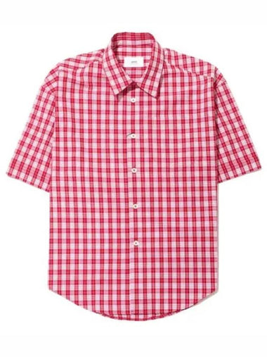 Gingham Check Short Sleeve Shirt Women s - AMI - BALAAN 1