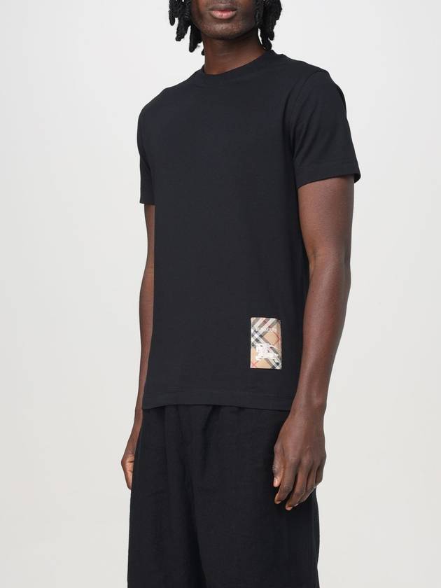 Check Label Cotton Short Sleeve T-Shirt Black - BURBERRY - BALAAN 5