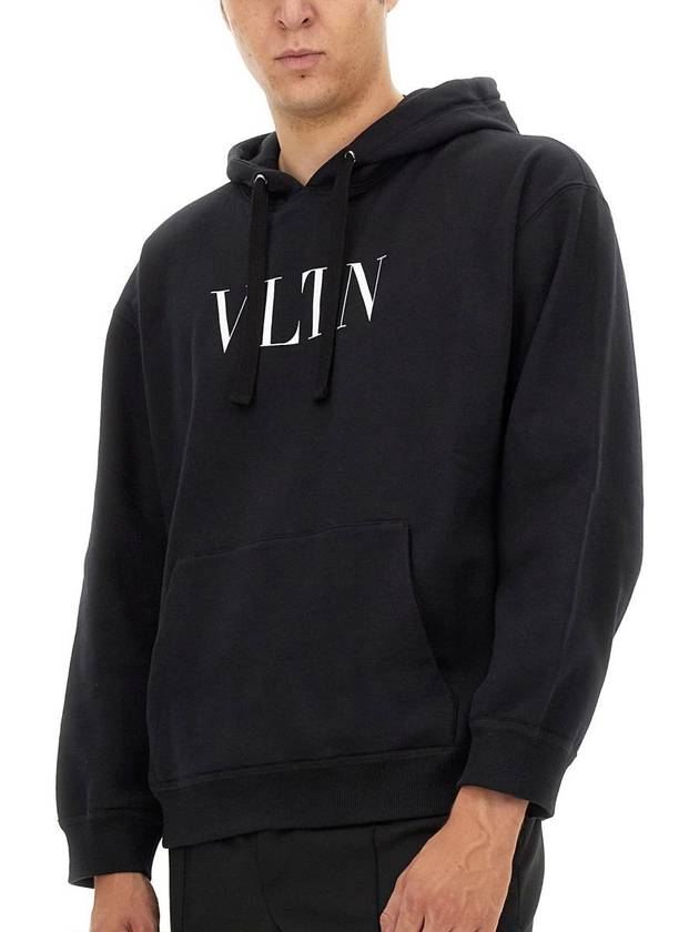 Logo Print Drawstring Hoodie Black - VALENTINO - BALAAN 5