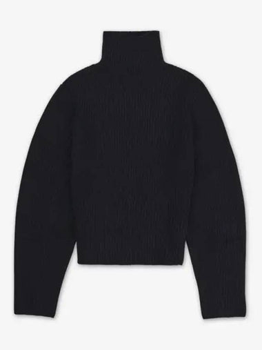 EENK Volume Back Zipper Turtleneck Knit Black EEZ1O450KT05BK - IRIS & INK - BALAAN 1