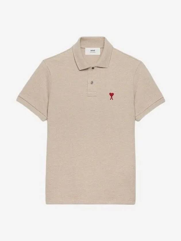 Men's Heart Logo Polo Shirt Beige - AMI - BALAAN 2