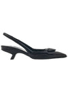 Women's Logo Leather Slingback Heel Black - PRADA - BALAAN.