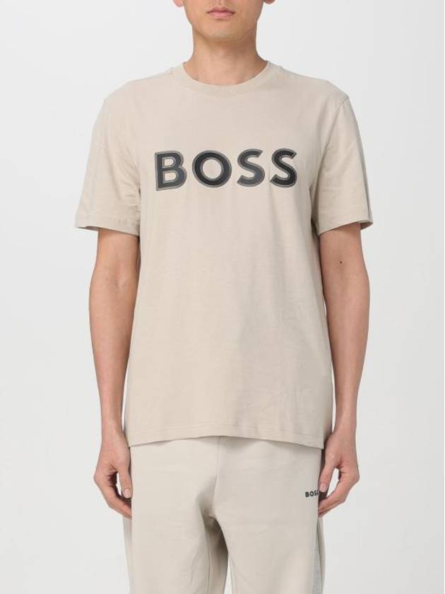 Logo Cotton Short Sleeve T-shirt Beige - HUGO BOSS - BALAAN 1