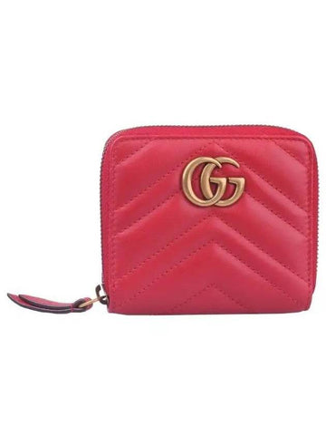 GG Marmont Matelasse Zipper Card Wallet Red - GUCCI - BALAAN.