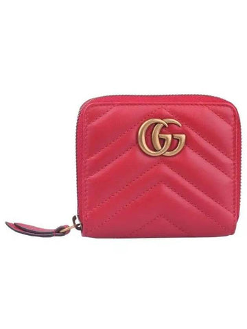 GG Marmont Matelasse Zipper Card Wallet Red - GUCCI - BALAAN 1