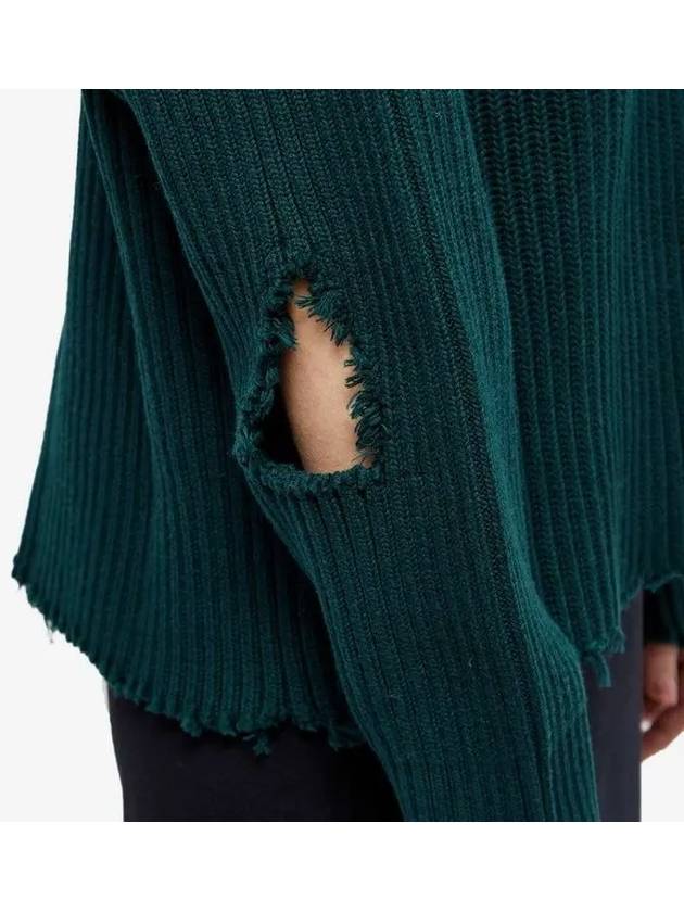 Distressed Cut Out Knit Top Dark Green - MAISON MARGIELA - BALAAN 6