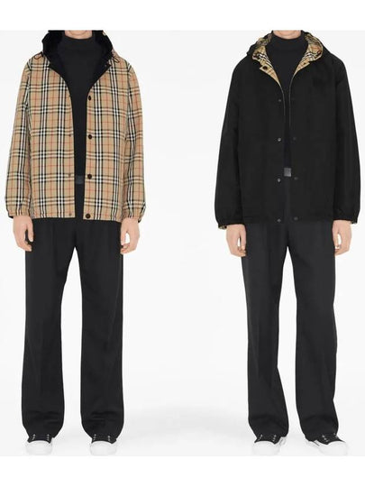 Reversible Check Nylon Hooded Jacket Black Beige - BURBERRY - BALAAN 2