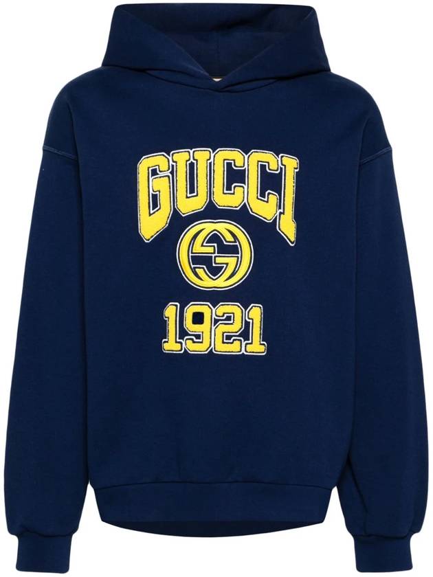 Cotton Jersey Hooded Sweatshirt Blue 770842XJF3O4030 - GUCCI - BALAAN 1