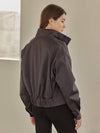 emboss high neck bomber jacket charcoal - ARIFF - BALAAN 3