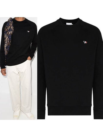 S M Size Black Three Stripes Flag Fox Patch Sweatshirt FM00322KM0001 - MAISON KITSUNE - BALAAN 1