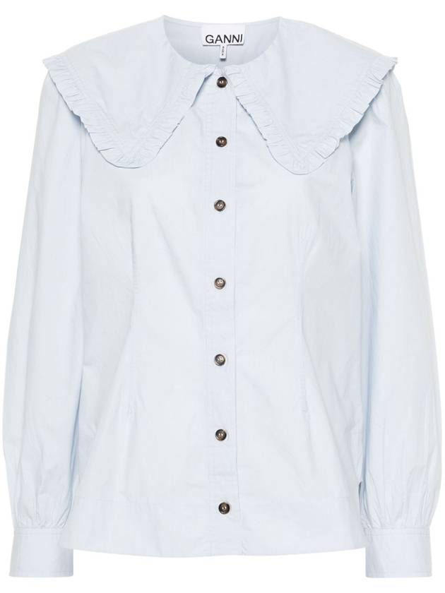 Poplin Frill Collar Shirt Blouse Heather - GANNI - BALAAN 2