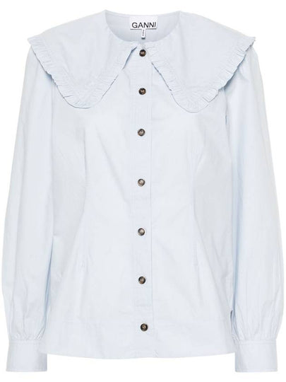 Poplin Frill Collar Shirt Blouse Heather - GANNI - BALAAN 2