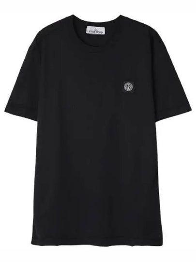 Slimfit Cotton Jersey Short Sleeve T-shirt Black - STONE ISLAND - BALAAN 2