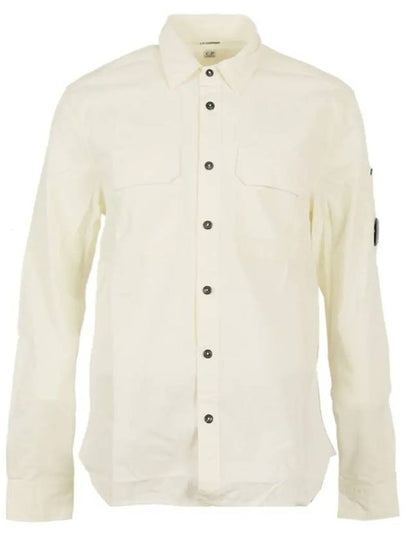 Men's Gabardine Lens Wappen Long Sleeve Shirt White - CP COMPANY - BALAAN 2