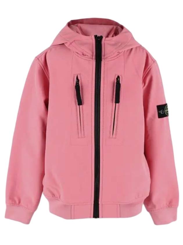 Kids Wappen Patch Soft Shell Zip Up Hoodie Pink - STONE ISLAND - BALAAN 1