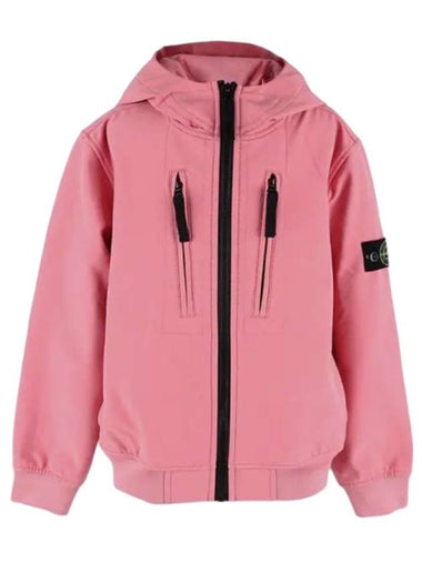 Kids Wappen Patch Soft Shell Zip Up Hoodie Pink - STONE ISLAND - BALAAN 1