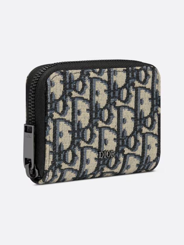 Zipper Jacquard Card Wallet Black Beige - DIOR - BALAAN 4