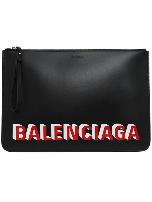 logo strap clutch bag black - BALENCIAGA - BALAAN 1