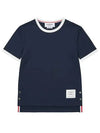 Asymmetric Hem Short Sleeve T-Shirt Navy - THOM BROWNE - BALAAN 5