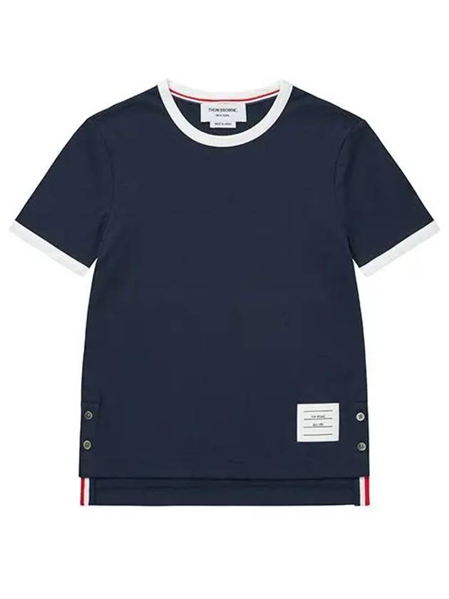 Asymmetric Hem Short Sleeve T-Shirt Navy - THOM BROWNE - BALAAN 5