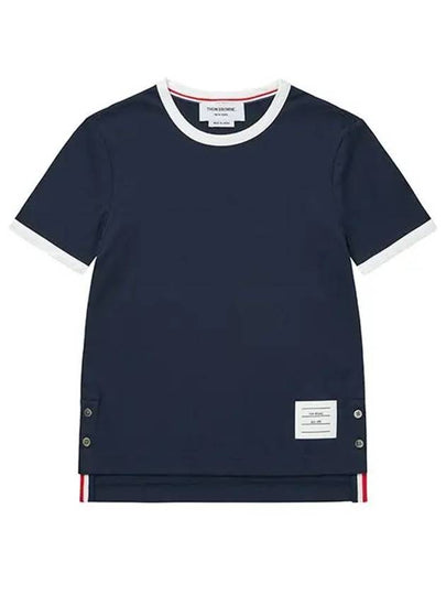 Asymmetric Hem Short Sleeve T-Shirt Navy - THOM BROWNE - BALAAN 2