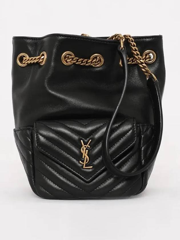 Joe Nano Mini Leather Bucket Bag Black - SAINT LAURENT - BALAAN 3