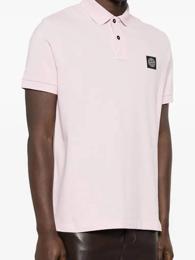 Pique Stretch Cotton Short Sleeve Polo Shirt Pink - STONE ISLAND - BALAAN 3