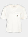 Women s Logo Patch Pocket Short Sleeve T Shirt Cream 8C00022 89AI9 034 - MONCLER - BALAAN 1