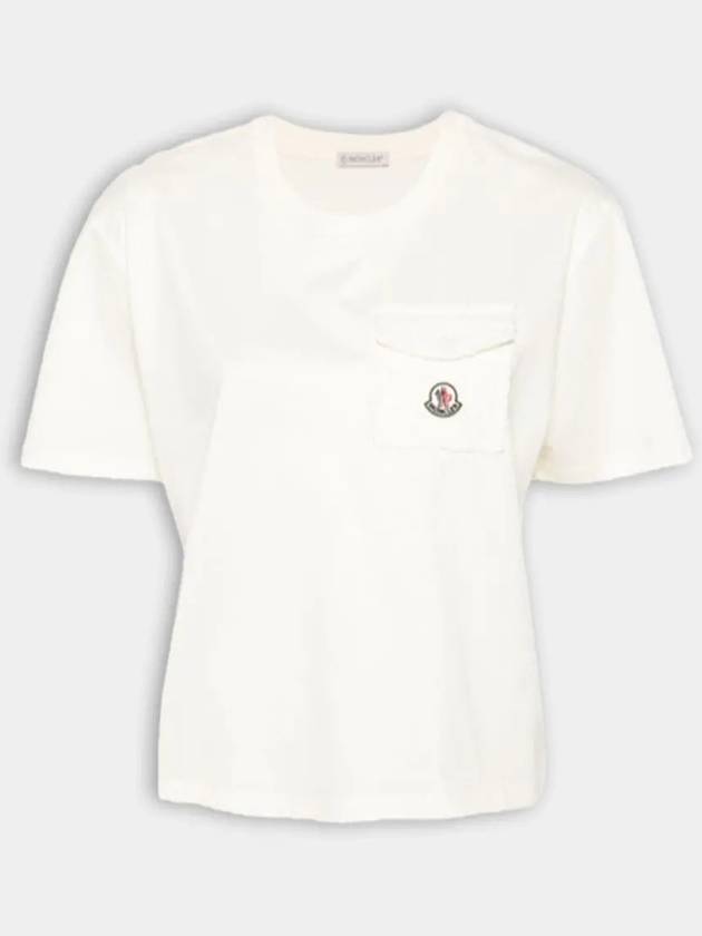 Women s Logo Patch Pocket Short Sleeve T Shirt Cream 8C00022 89AI9 034 - MONCLER - BALAAN 1