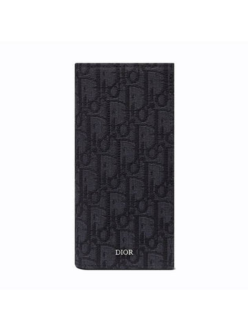 Vertical Long Wallet Black Oblique Jacquard - DIOR - BALAAN 1