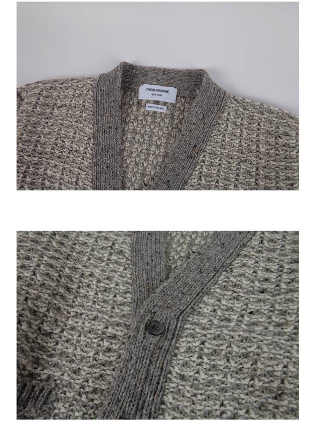 Mohair Tweed 4-Bar Classic V-neck Cardigan Light Grey - THOM BROWNE - BALAAN 9