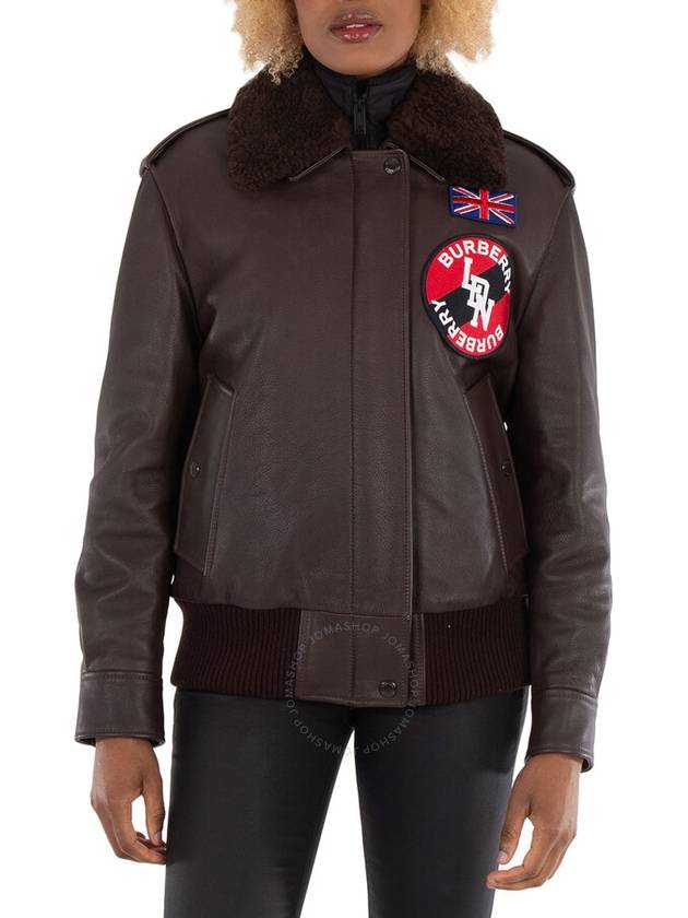 Women's Sandwick Detachable Shearling Collar Flight Jacket Dark Brown - BURBERRY - BALAAN 2