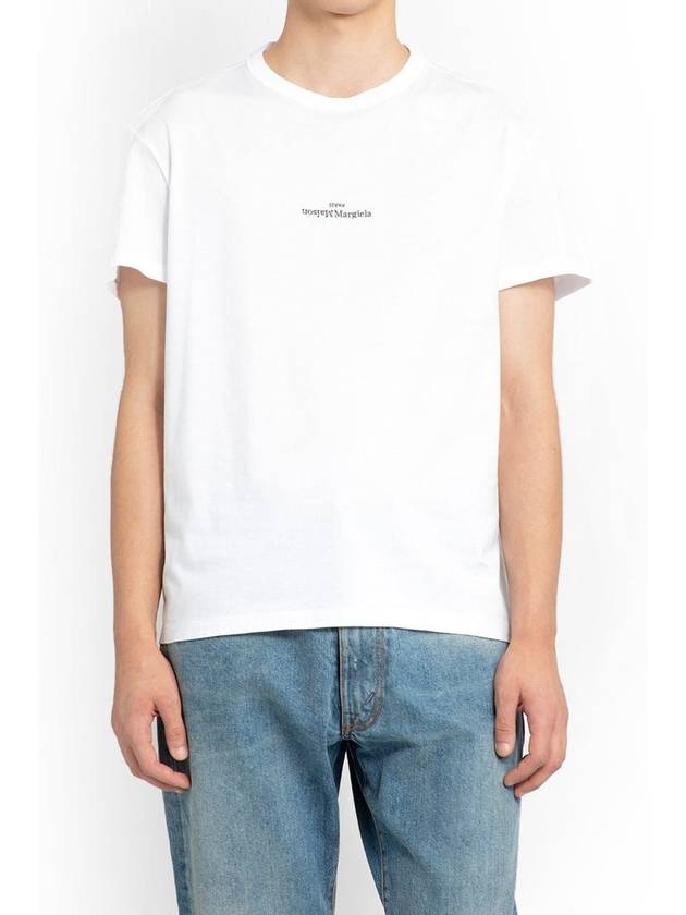 Reverse Embroidered Logo Stitched Cotton Short Sleeve T-Shirt White - MAISON MARGIELA - BALAAN 2