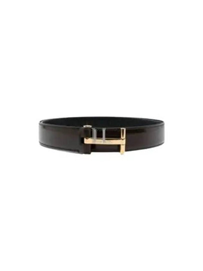 Logo Buckle Leather Belt Brown - TOM FORD - BALAAN 2