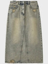 Dirty Washing Destroyed Long Denim H Line Skirt Dusty Grey - NOIRER FOR WOMEN - BALAAN 3