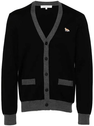 Fox patch wool cardigan black - MAISON KITSUNE - BALAAN 1