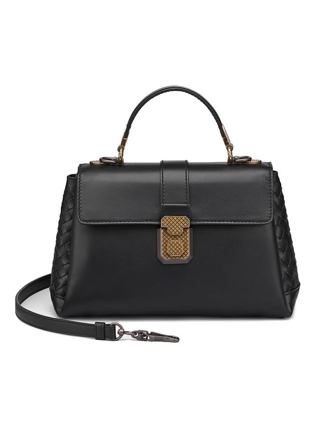 Calf Piazza Small Tote Bag Black - BOTTEGA VENETA - BALAAN 1